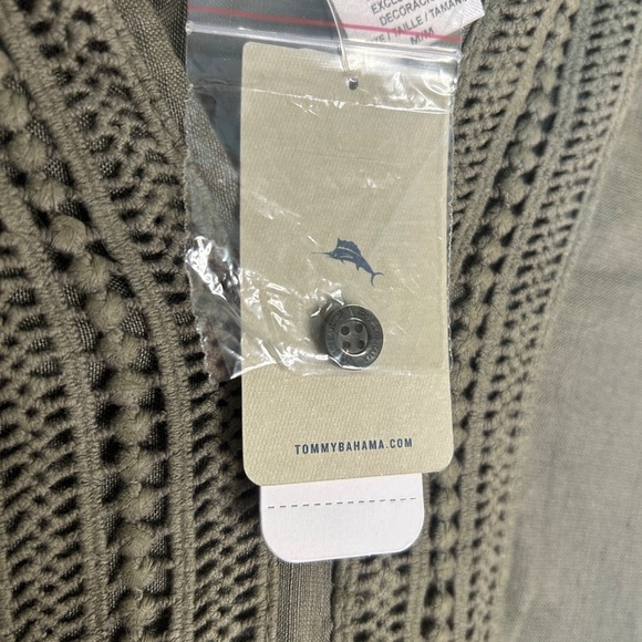 Tommy Bahama St Lucia Dress in Olive Green with Lace Details Size Medium - Picture 3 of 7